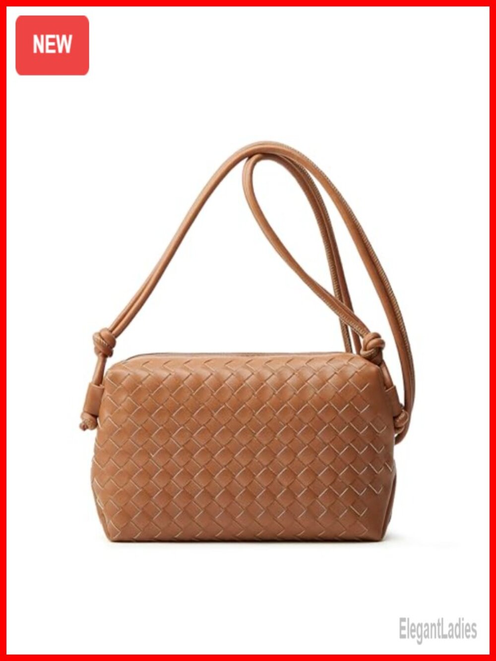 Vegan Leather Woven Crossbody Bag Compact Lightweight Handbag